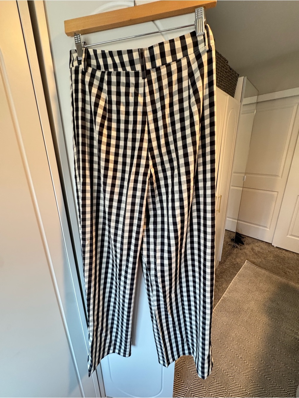 Commense Black & White Gingham Halter Tie-Front Top with Wide-Leg Pants Set - Picture 11 of 12